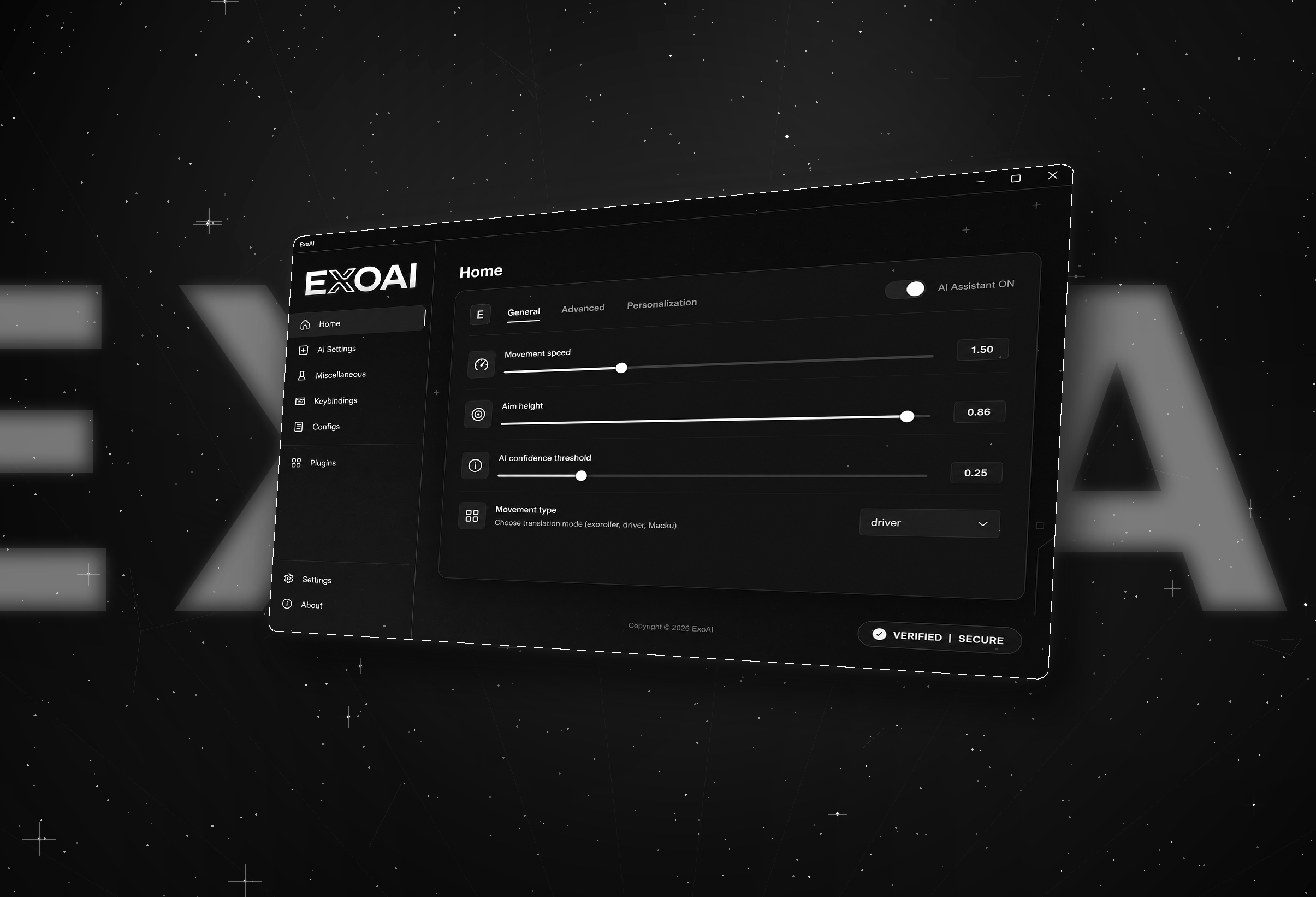 The ExoAI desktop application interface